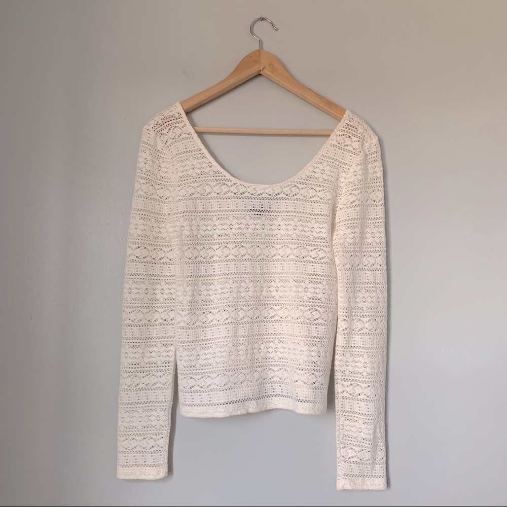 American Eagle Outfitters Crochet Lace Long-Sleeve Top